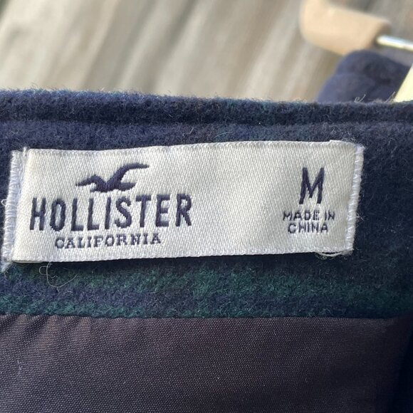 Hollister Plaid Ultra Hi Rise Mini Skirt A-line Lined Preppy Blue Green Y2K M - Picture 4 of 15
